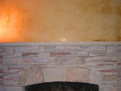 Venetian plaster on a living room fireplace