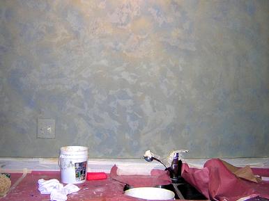 Glazed textural plaster kitchen back wall Santa Monica